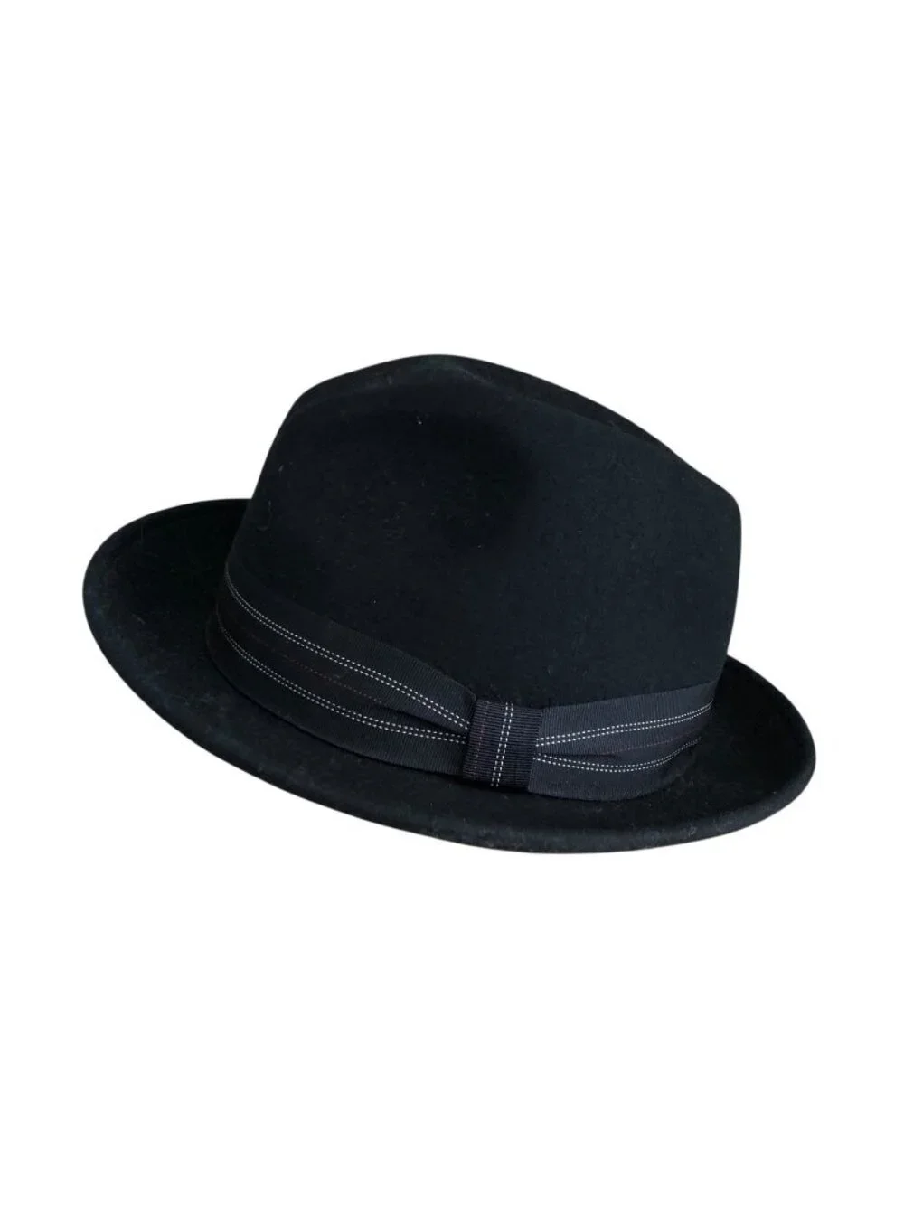 Broner Hat Lite Felt 100% Wool Black with Red White PInstripe Men's size M NEW